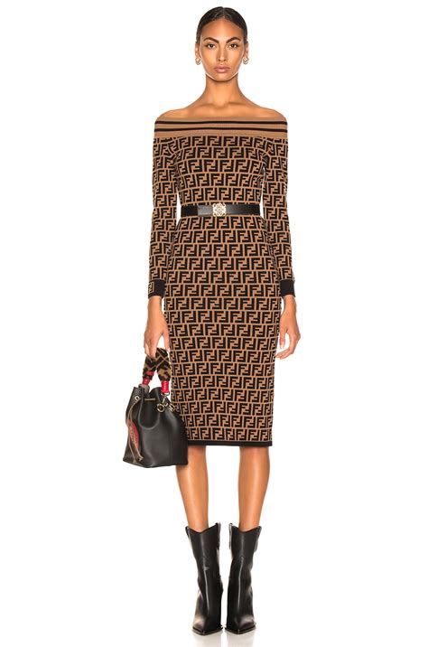 fendi off the shoulder leopard dress|Fendi official website.